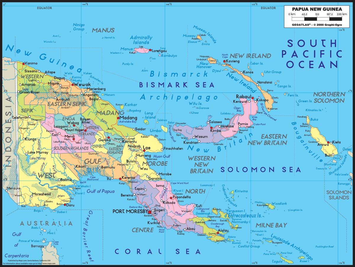 yksityiskohtainen kartta papua-uusi-guinea