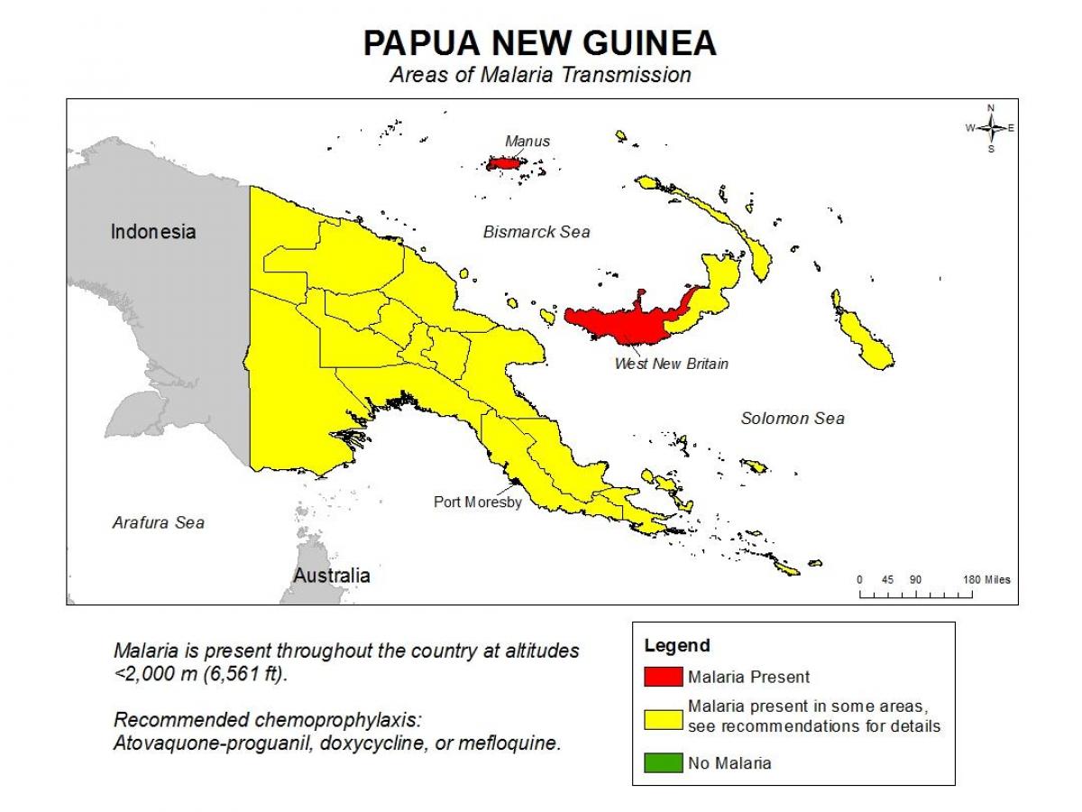 kartta papua-uusi-guinea malaria