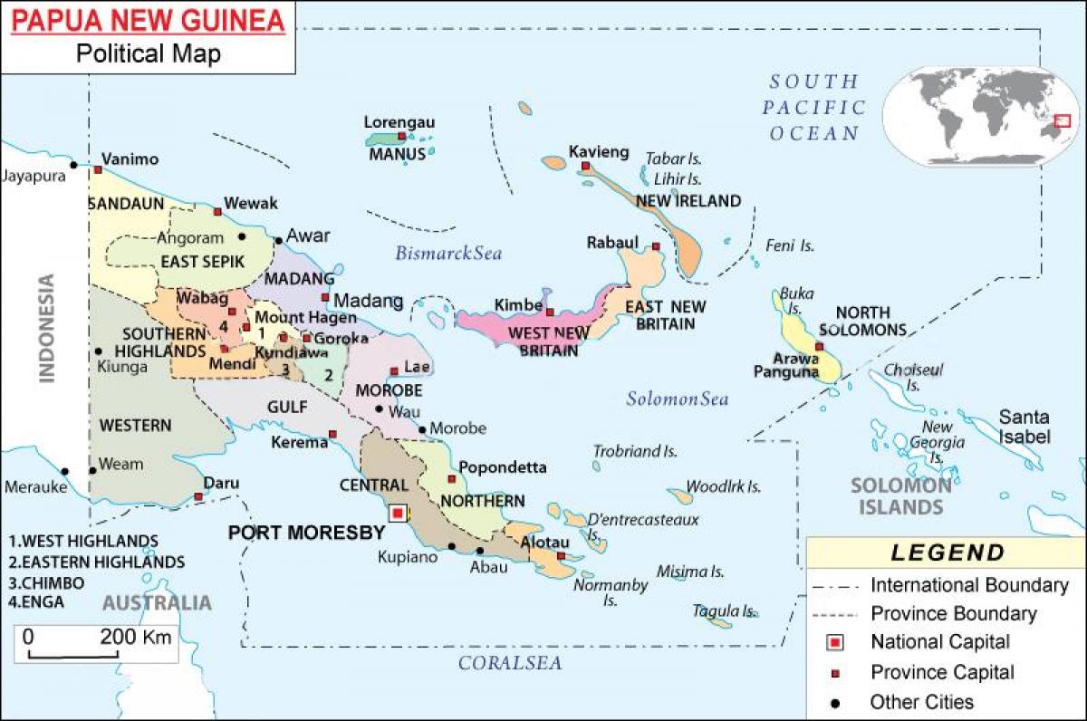 kartta papua-uuden-guinean maakunnista